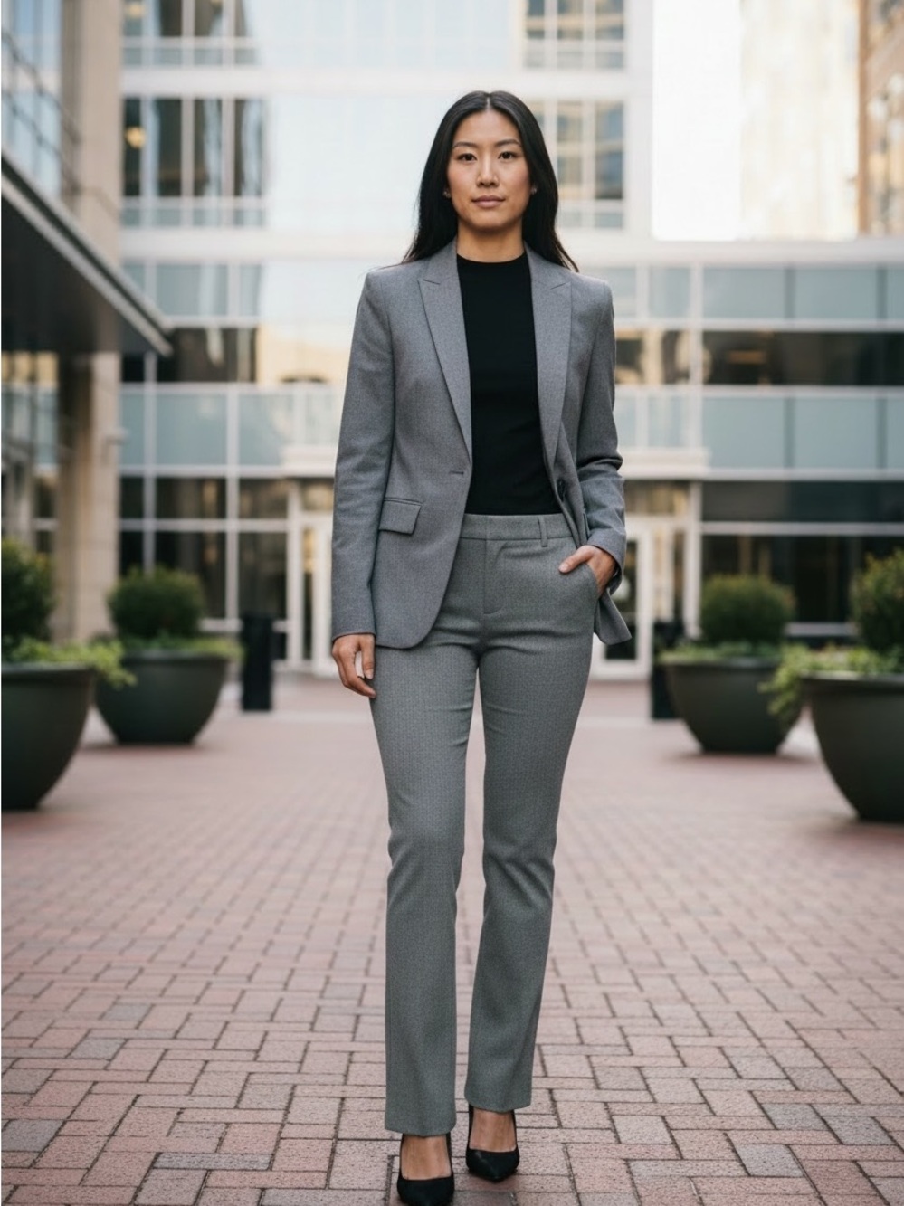 BR Women's Pantsuit Set - Light Heather Gray